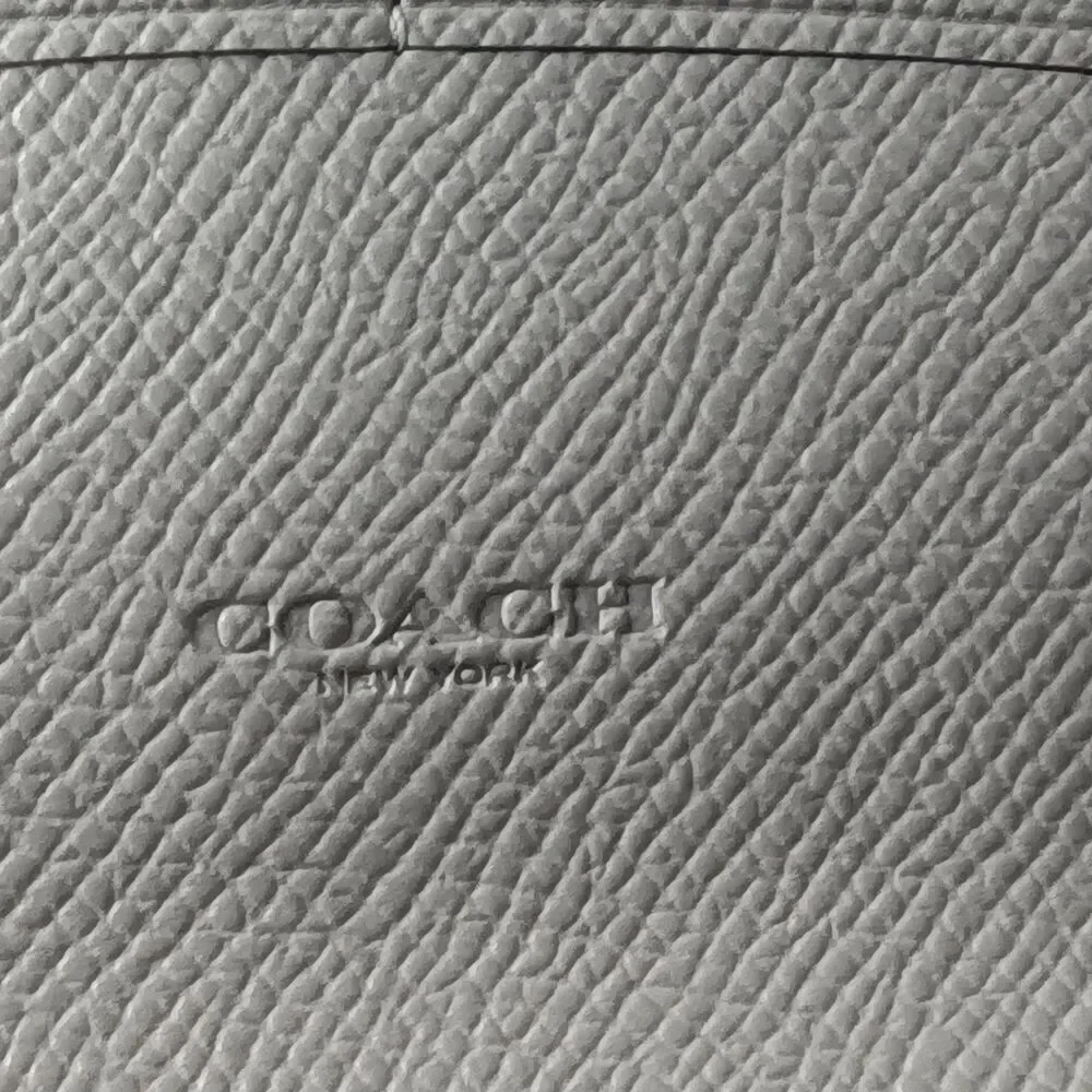Coach Slim Trifold Wallet Taupe Brown/Gray Refined Pebble Leather